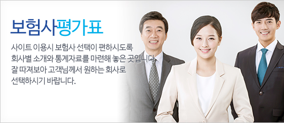 보험사평가표 - 사이트 이용시 보험사 선택이 편하시도록 회사별 소개와 통계자료를 마련해 놓은 곳입니다. 잘 따져보아 고객님께서 원하는 회사로 선택하시기 바랍니다.